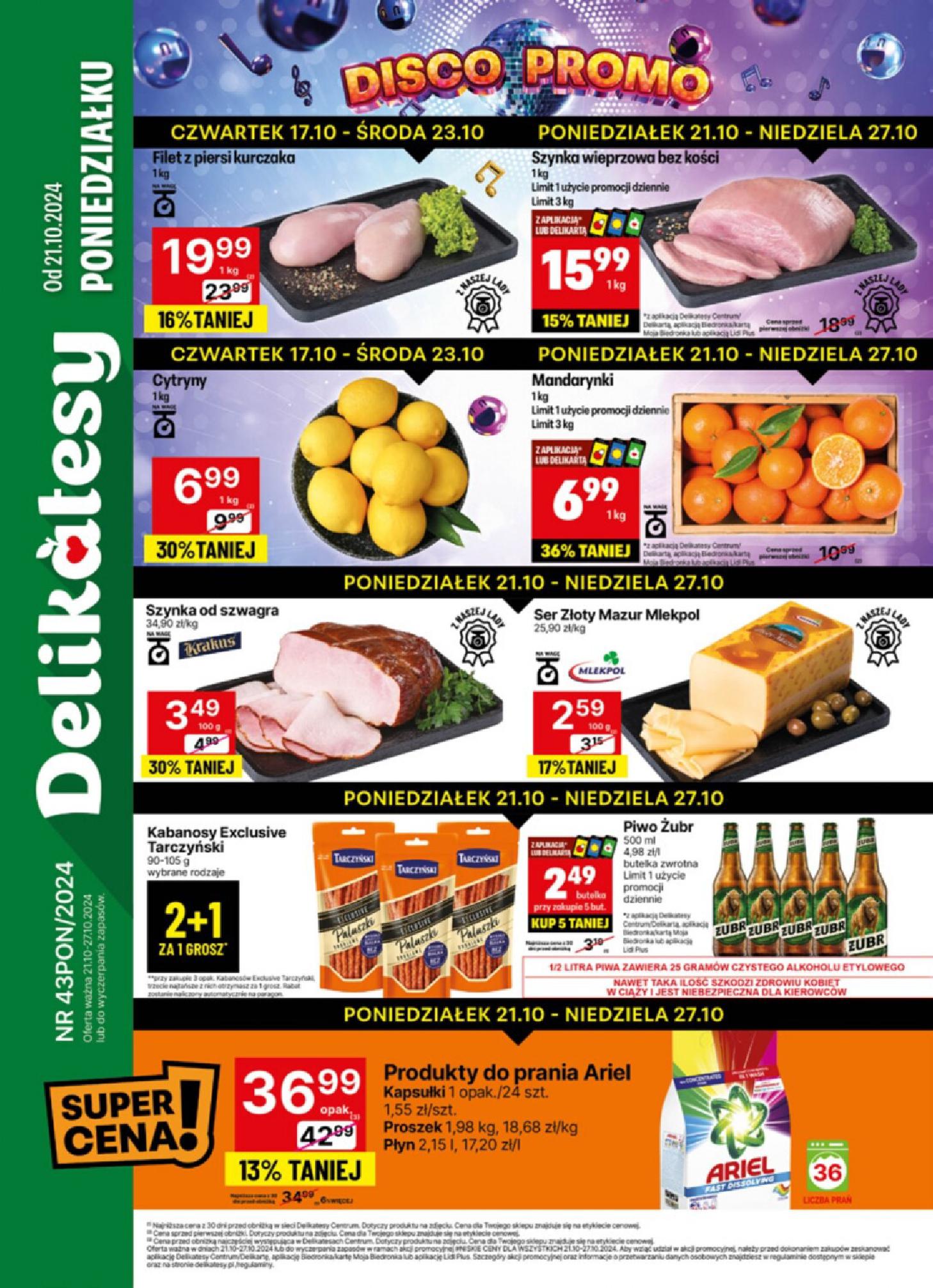 Delikatesy Centrum, gazetka do 27.10.2024 - Produkty do prania Ariel 13% taniej 