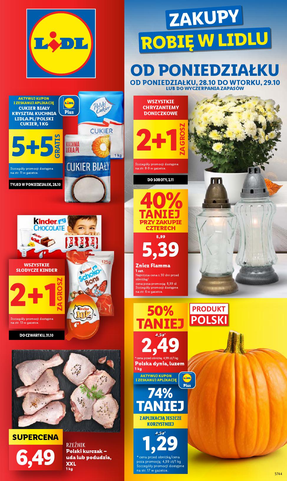 Lidl, gazetka do 29.10.2024 - Słodycze Kinder w promocji 2 plus 1 za grosz 