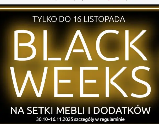 Black Weeks z rabatami do -55% na setki mebli i dodatków w Black Red White