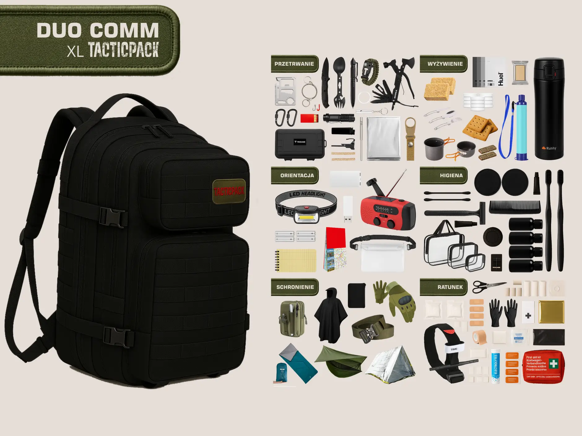 Plecaki ewakuacyjne Duo  z wyposażeniem - realne narzędzie przetrwania