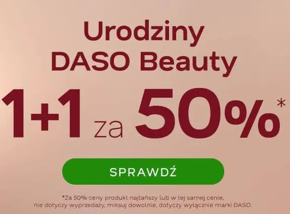 Drugi produkt za 50% na urodziny DASO Beauty w Drogerii Natura
