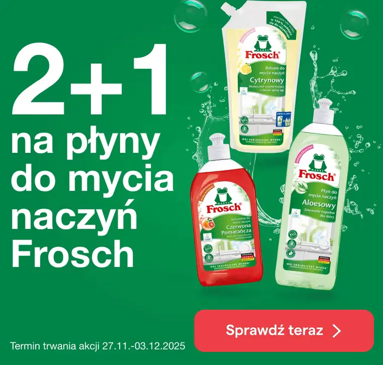 Płyny do mycia naczyń Frosch w promocji 2+1 w Zakupy Auchan