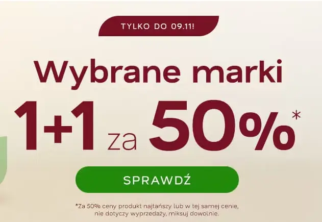 Wybrane produkty w promocji 1+1 za 50% w Drogerii Natura