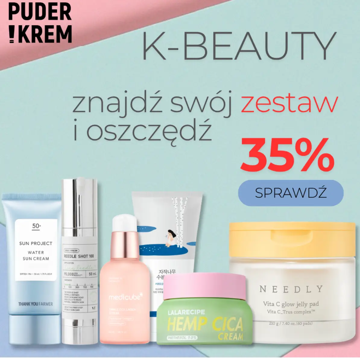 Zestawy kosmetyków koreańskich 35% taniej w Puder i Krem