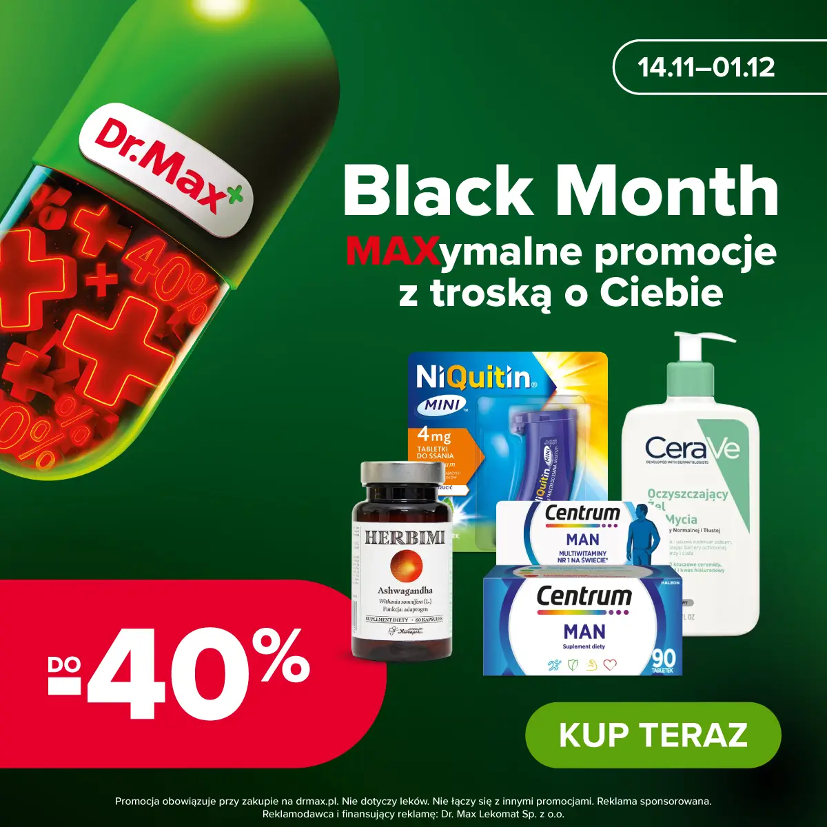 Zniżka do 40% na wybrane produkty tylko w DrMax.pl. Sprawdź szczegóły.