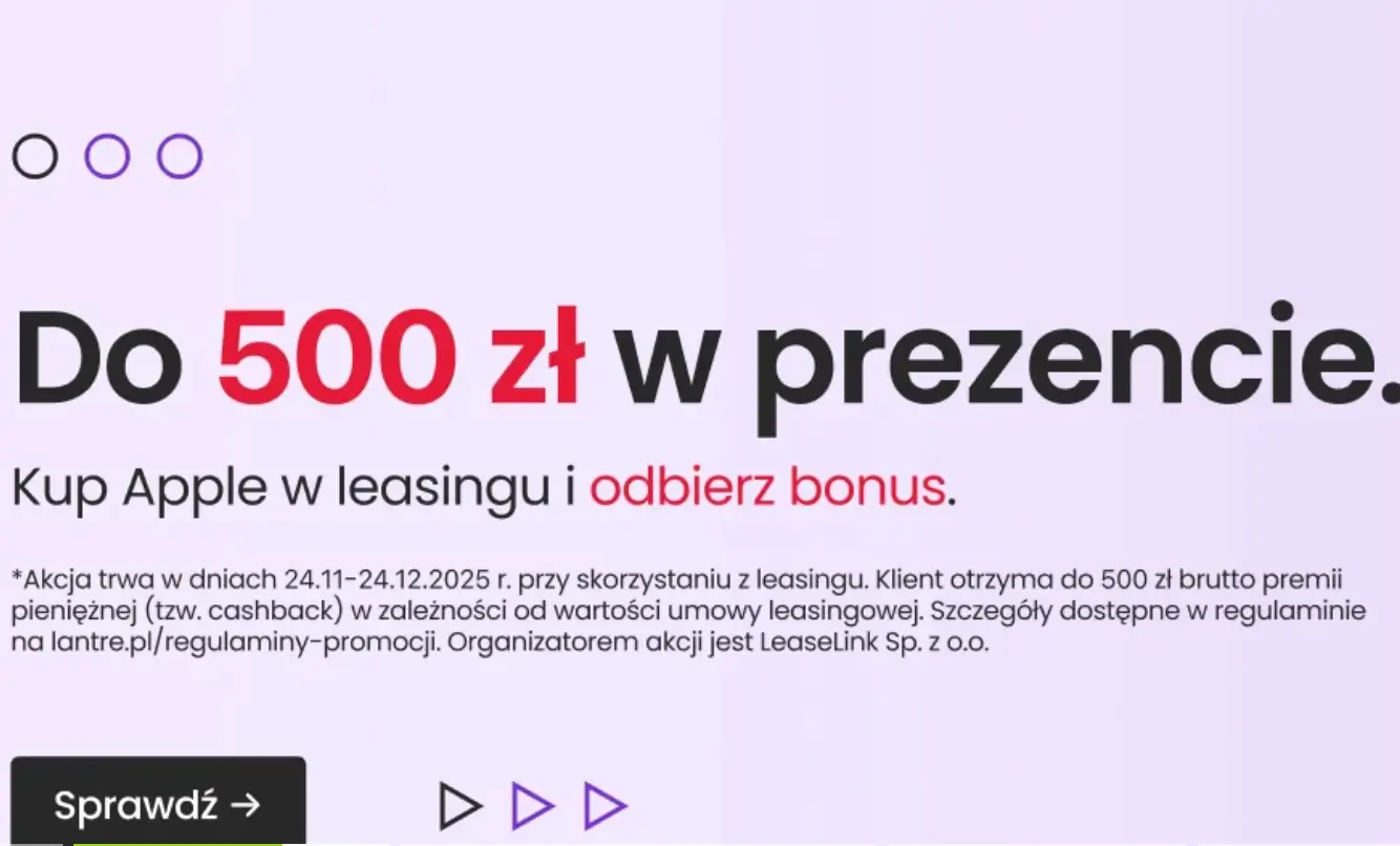 500 zł w prezencie z Apple Leasing w Lantre