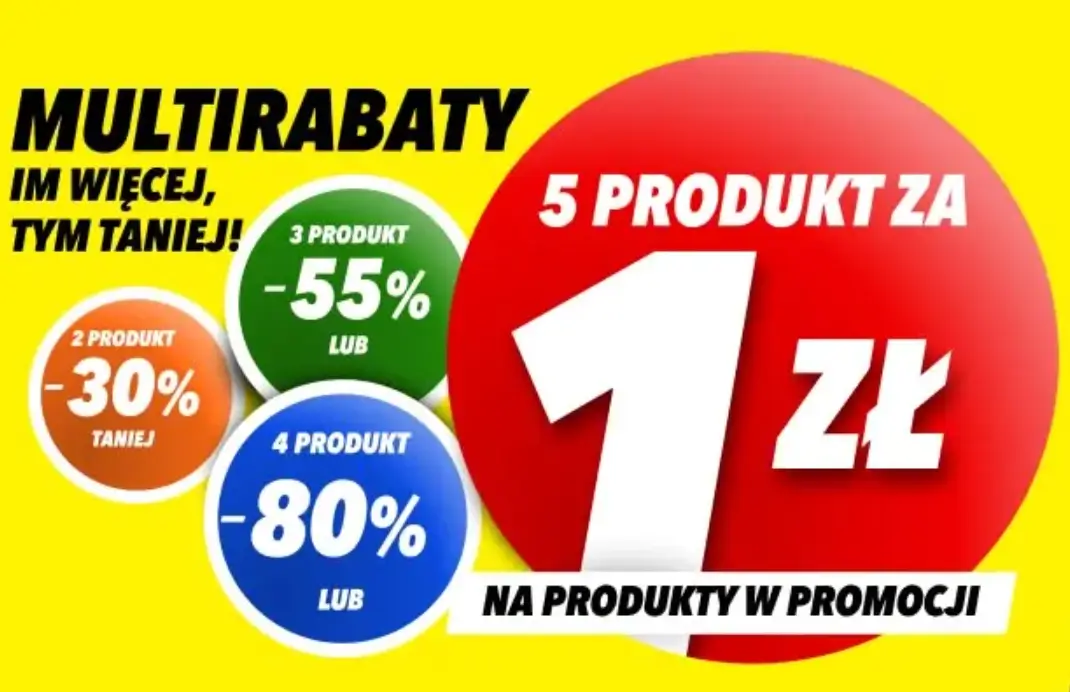 Piąty produkt za 1 zł w promocji z multirabatami w Media Expert