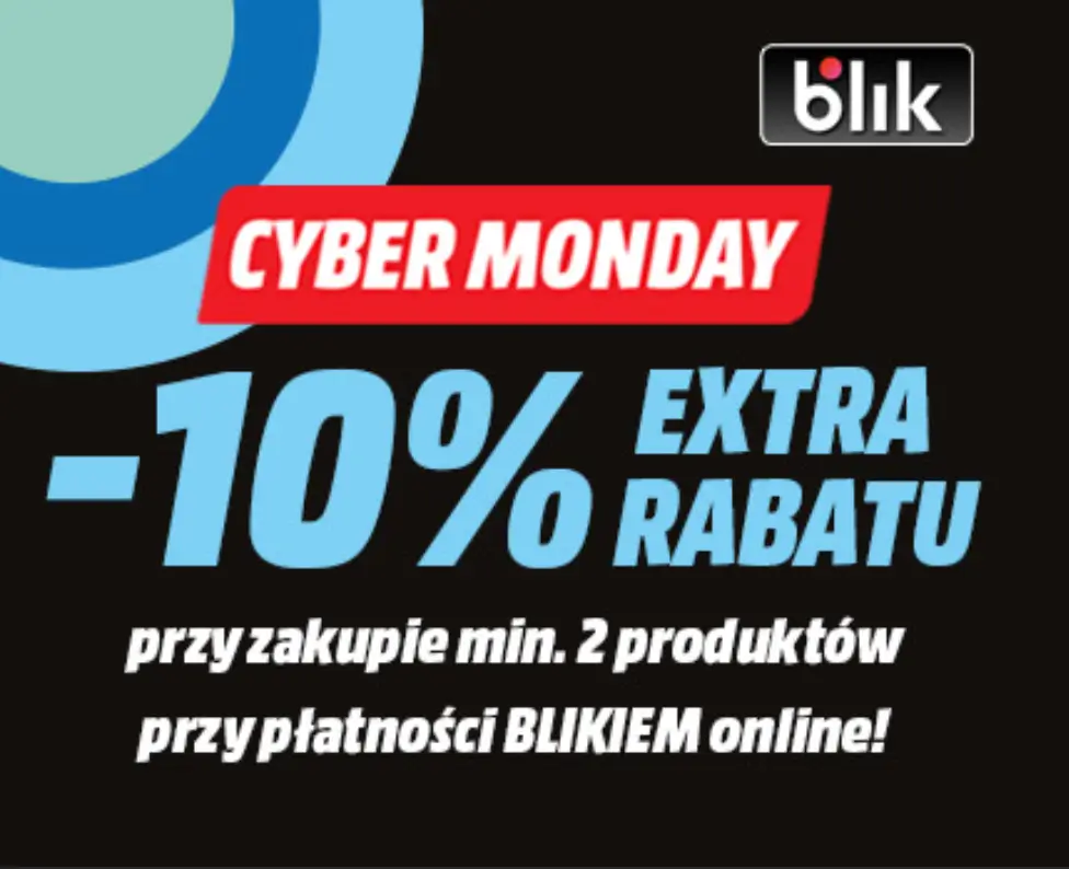 Zniżka -10% przy zakupie min. 2 produktów i płatności Blikiem na Cyber Monday w Media Markt