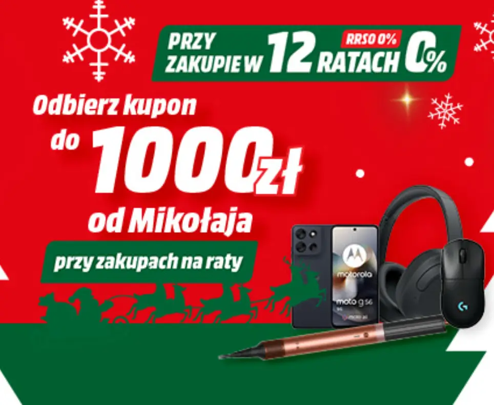 Zyskaj 12 rat 0% i nawet 1000 zł rabatu od Mikołaja w Media Markt