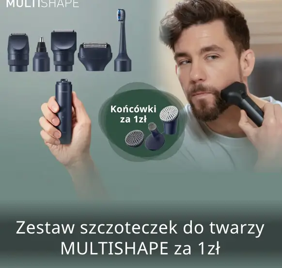 Przy zakupie wybranych produktów Panasonic Multishape, zestaw szczoteczek otrzymasz za 1zł