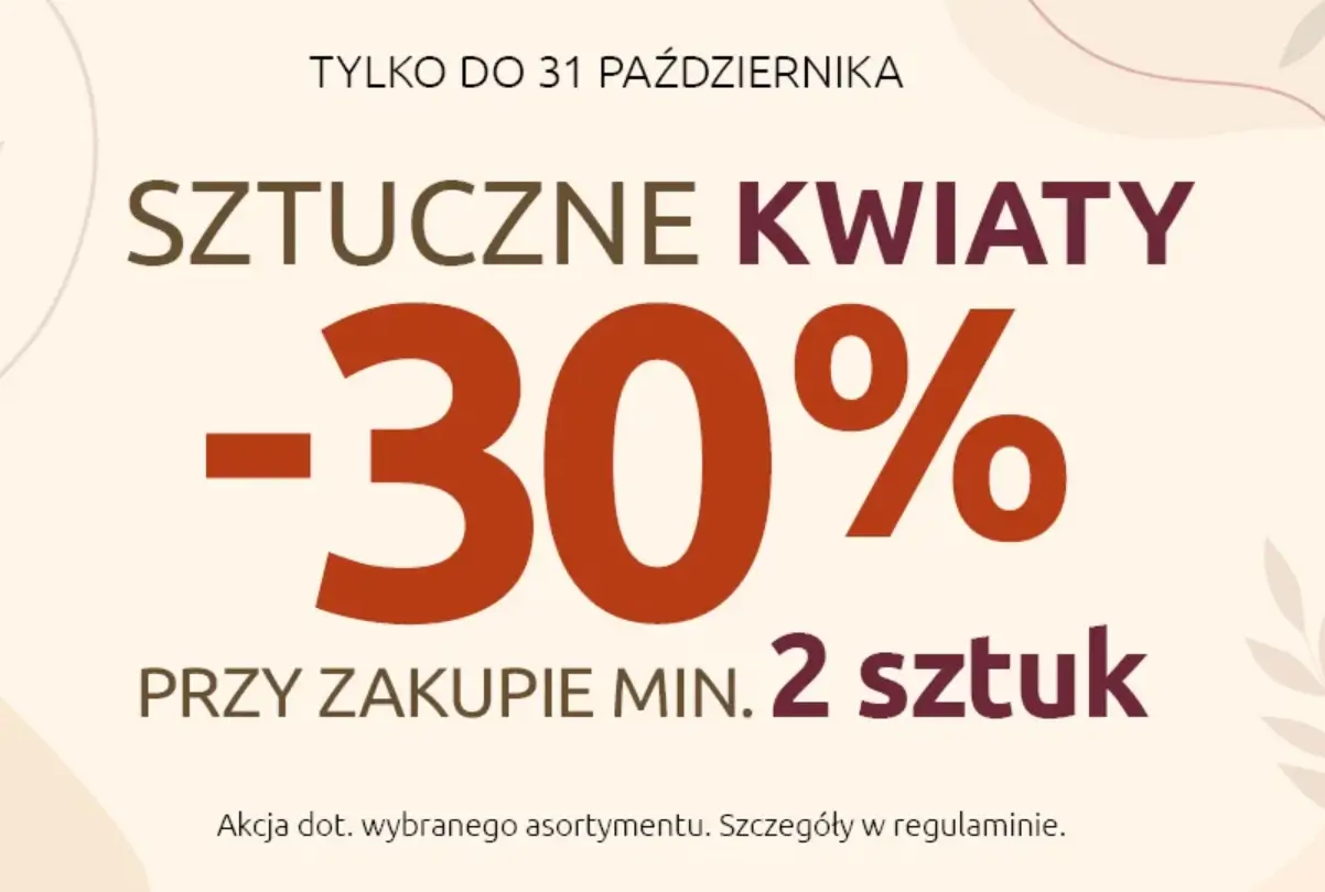 Black Red White: sztuczne kwiaty -30% przy zakupie 2 sztuk