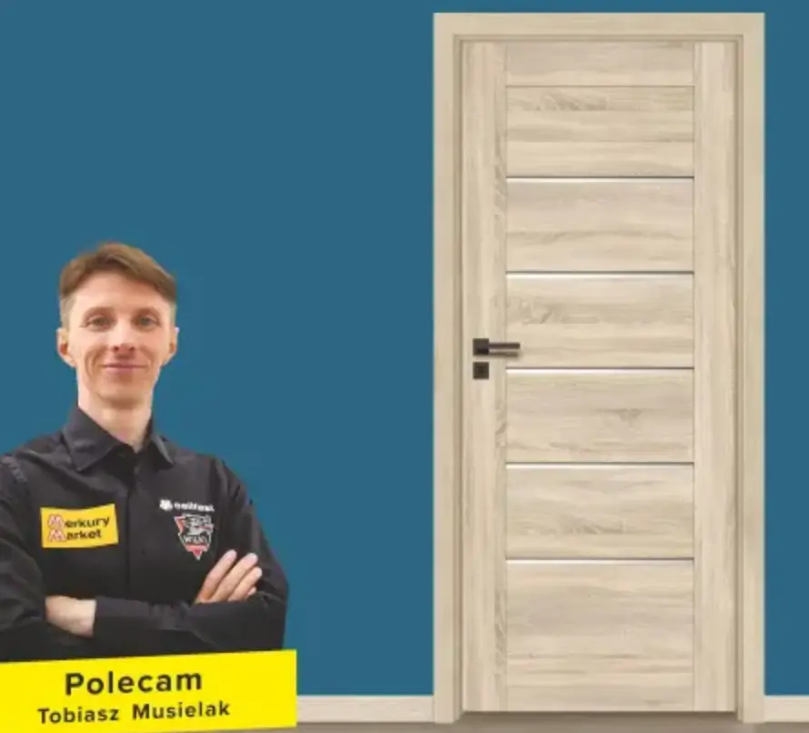 Drzwi wewnętrzne Carmen 5x5 80P dąb sonoma w ofercie Merkury Market