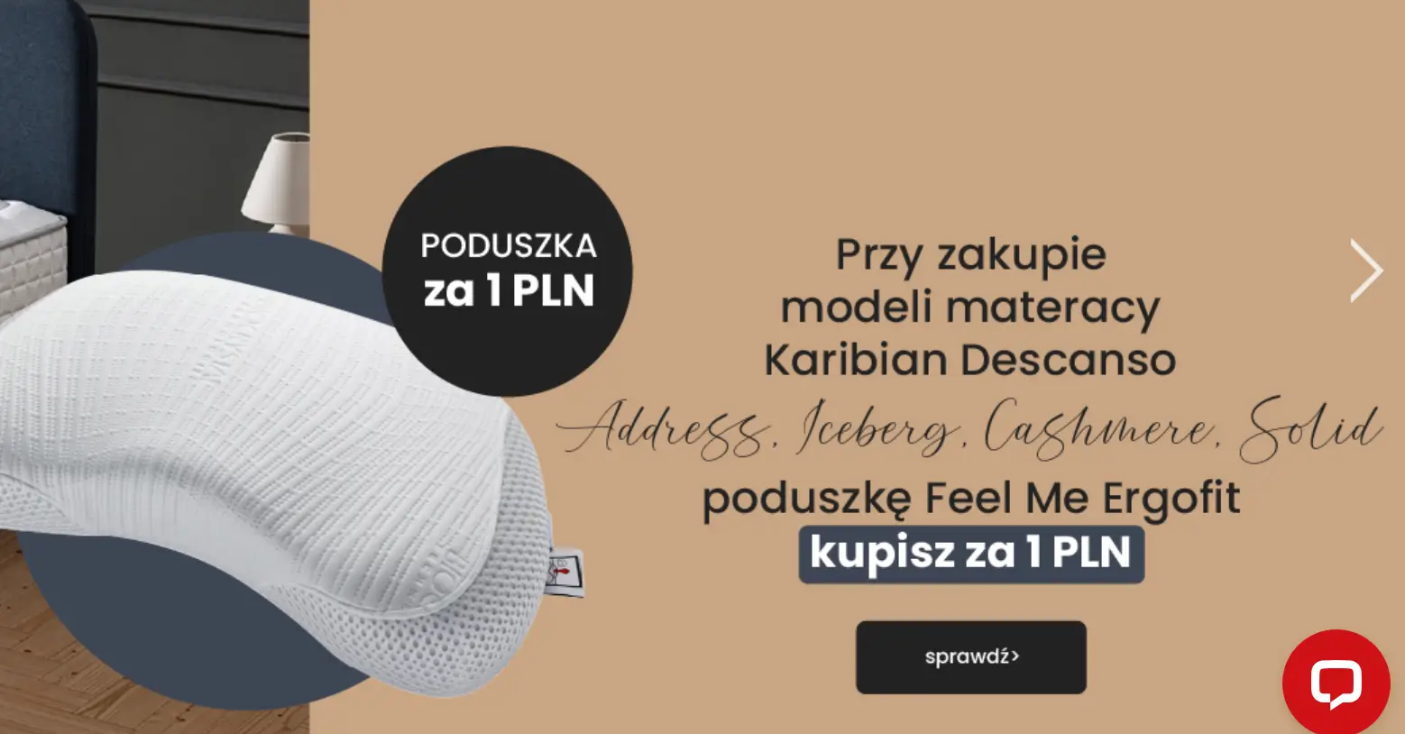 Pan Materac: poduszka Feel Me Ergofit za 1 zł do materaca