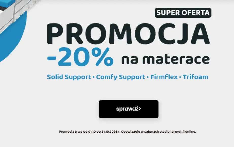 Promocja na wybrane materace w Pan Materac - rabat 20%