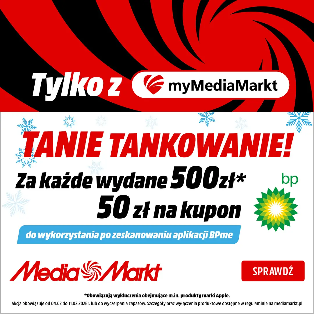 Odbierz 50 zł za każde wydane 500 zł na wybrane produkty w Media Markt