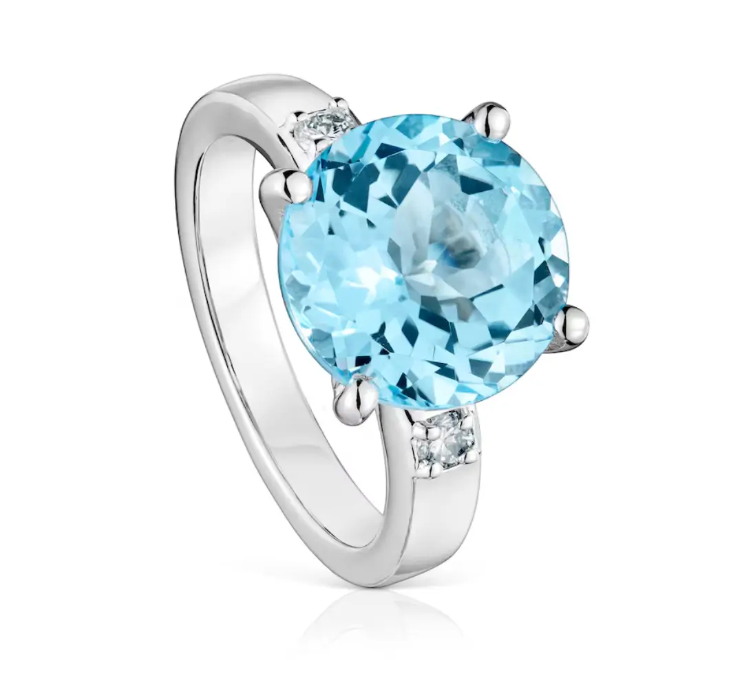 Rabat -40% na Pierścionek Basic Colors ze srebra z diamentami i topazem w TOUS