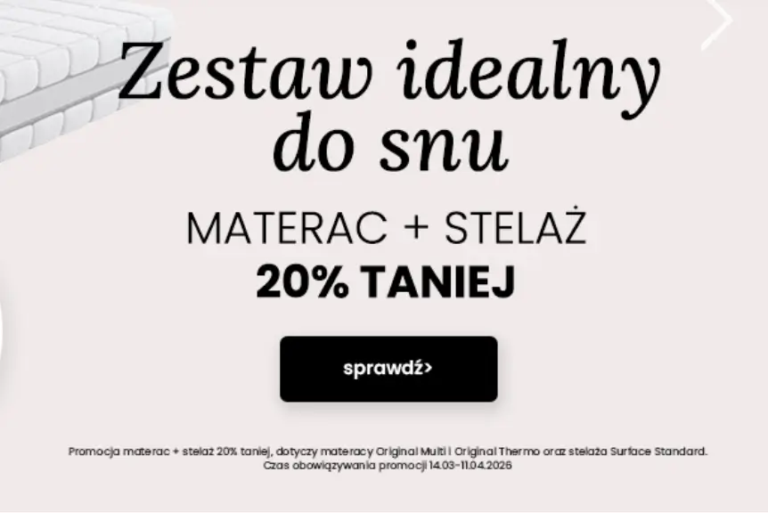 Materac + stelaż 20% taniej w Pan Materac