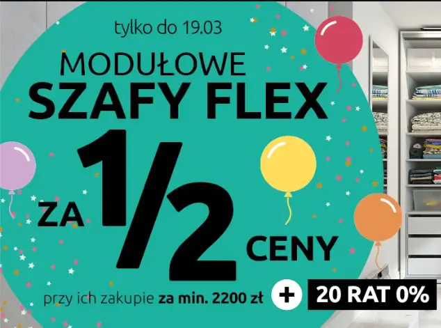 Szafy modułowe FLEX a 1/2 ceny przy ich zakupie za min. 2200 zł w Black Red White 