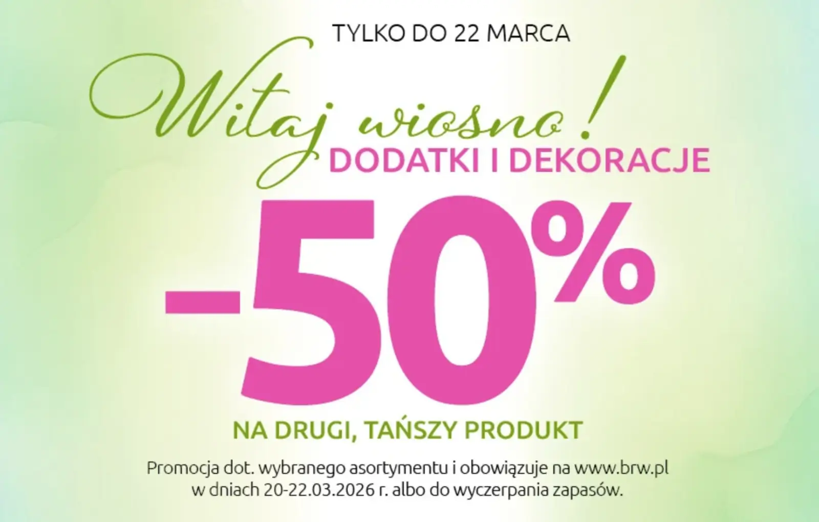 Zniżka -50% na drugi produkt na dodatki i dekoracje w Black Red White