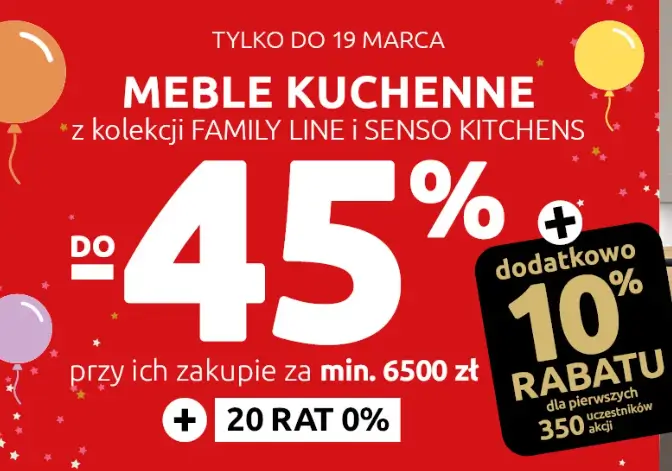 Zniżki do -45% na meble kuchenne Family Line i Senso Kitchens przy zakupie za min. 6500 zł w BRW