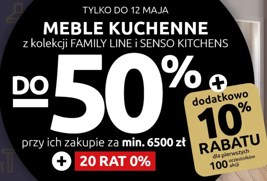  Meble kuchenne do -50% przy ich zakupie za min 6500 zł