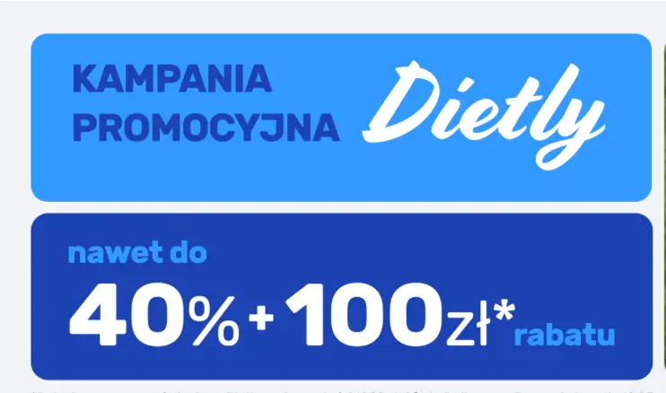 Dietly: do 40% i 100 zł rabatu na pierwsze zamówienie
