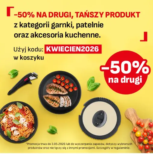 Kod rabatowy -50% na drugi produkt w promocji Tefal