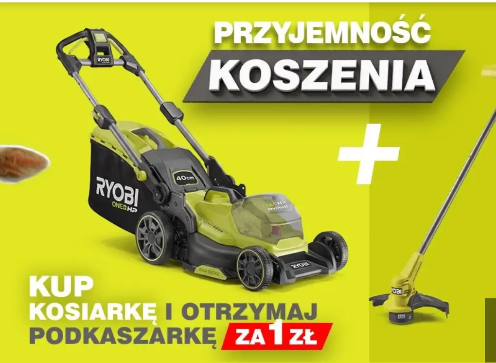 Kup kosiarkę a podkaszarkę otrzymasz za 1 zł w Ryobi