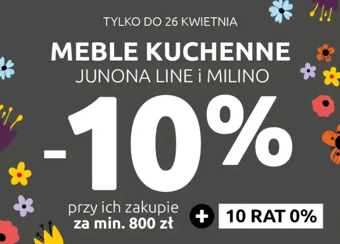 Meble kuchenne Junona Line i Milano z rabatem -10% przy zakupie za min. 800 zł w Black Red White