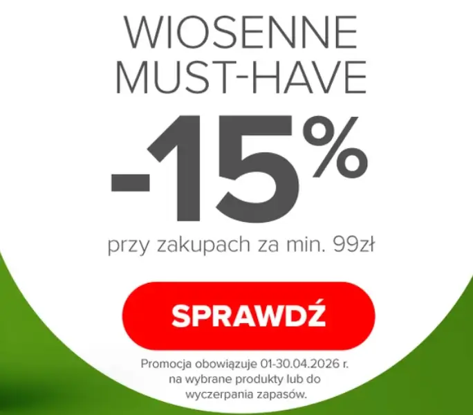 Wiosenne niezbędniki 15% taniej przy zakupach za min. 99zł w drmax.pl