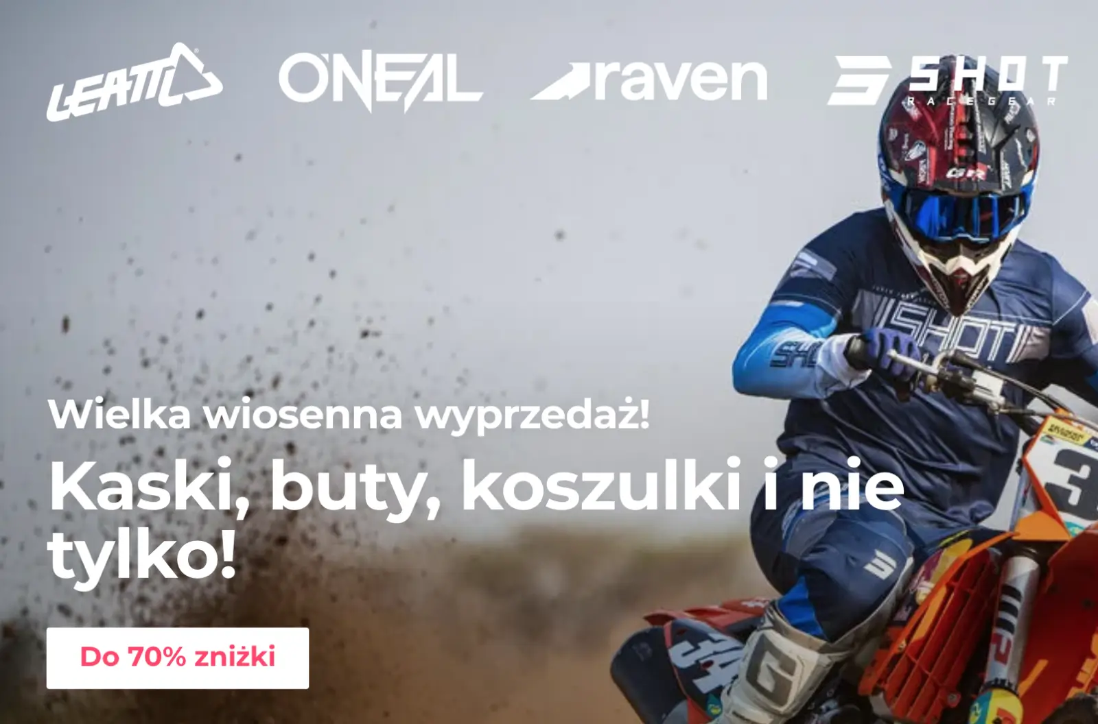 Wiosenna wyprzedaż do -70% na kaski, buty, koszulki i nie tylko w 24MX