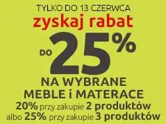 Nawet -25% zniżki przy zakupie 3 wybranych mebli i materacy w Black Red White