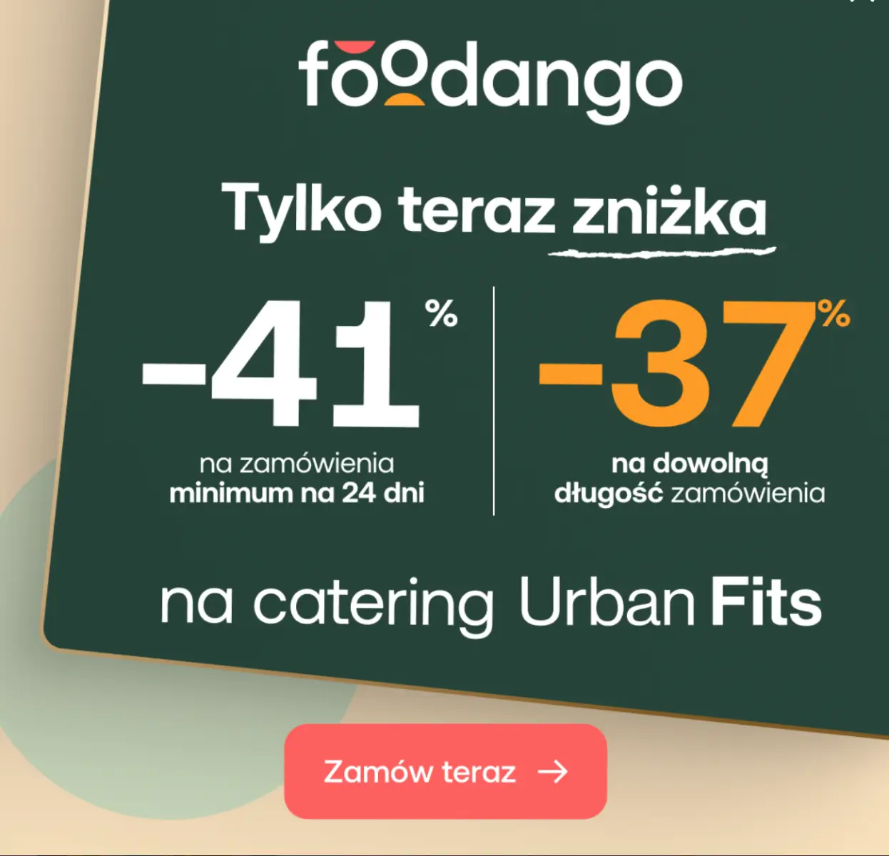 Rabat -41% na Urban Fits przy zamówieniu na 24 dni i 37% zniżki na resztę zamówień 