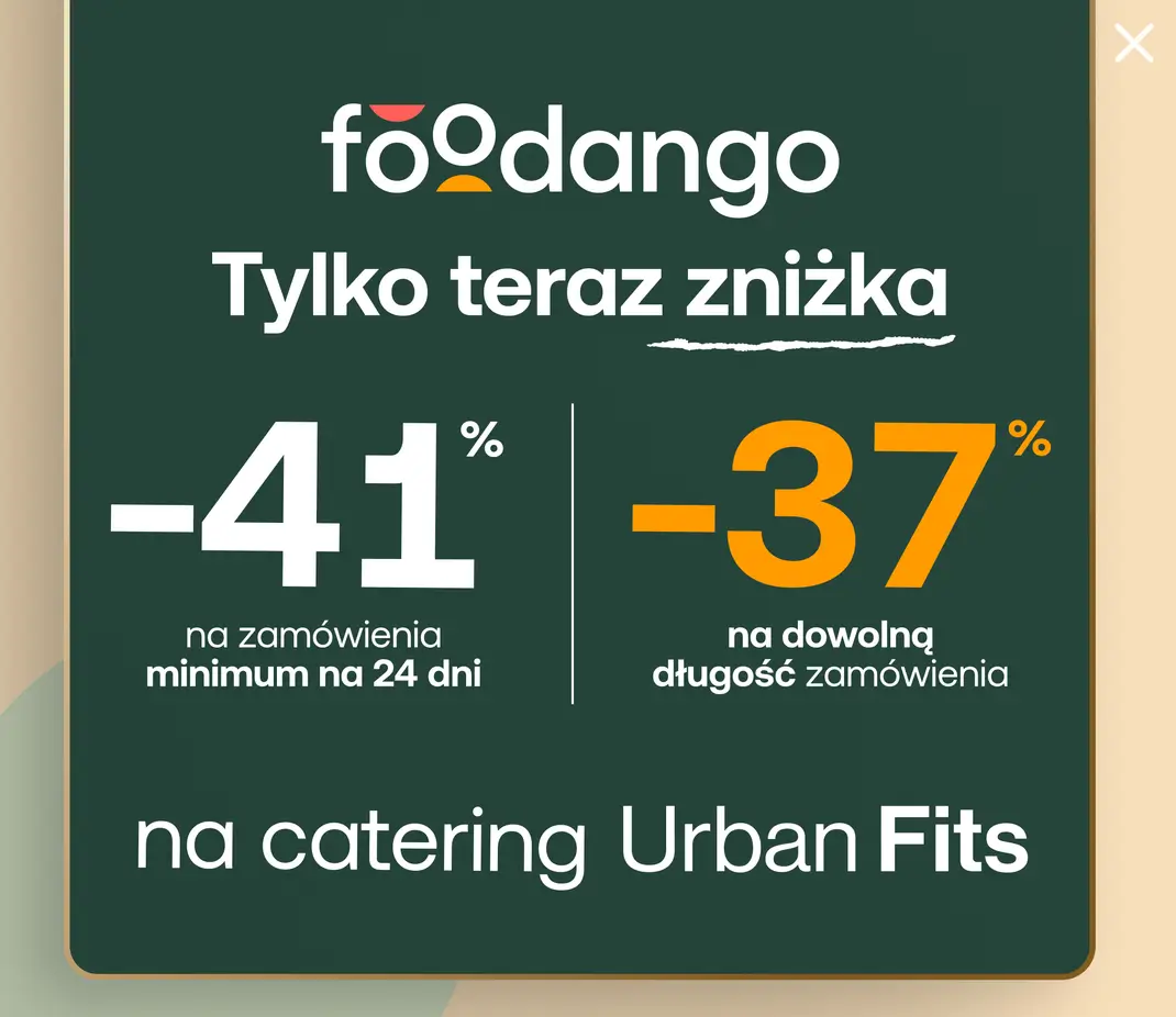 Foodango UrbanFits - rabat 41% przy zamówieniu od 24 dni