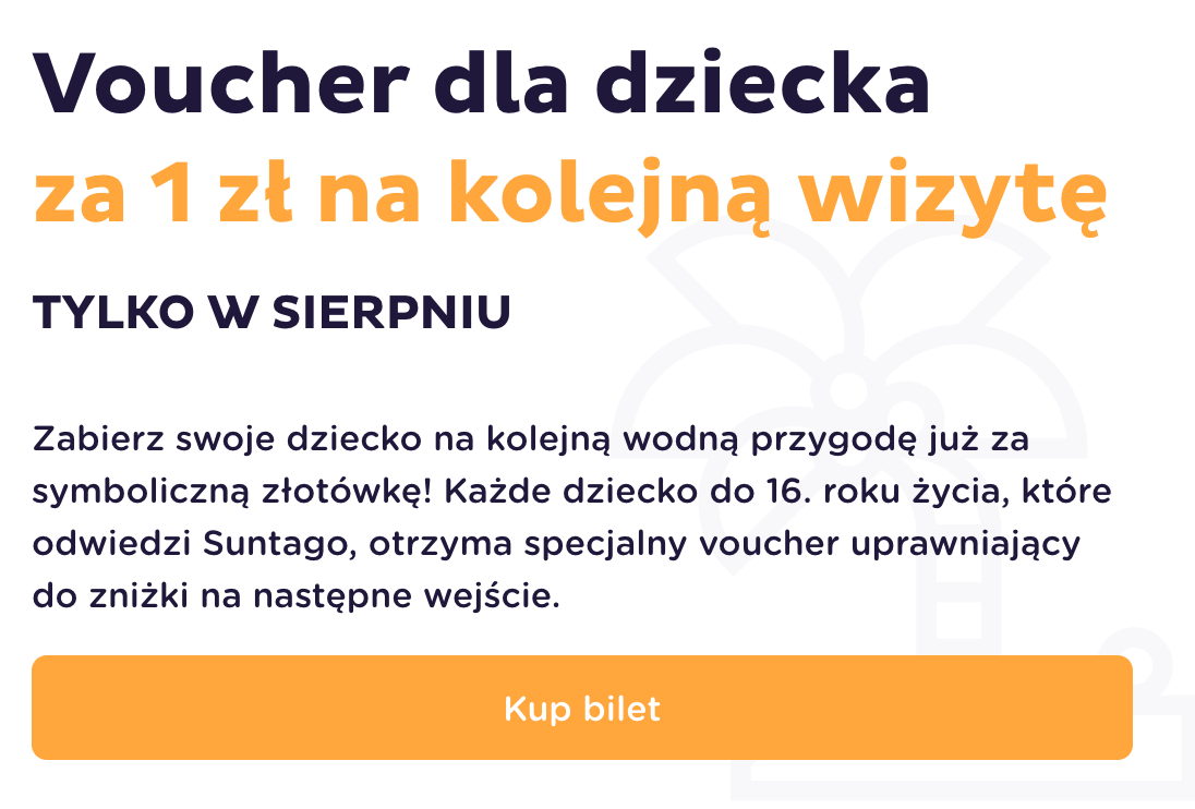 Suntago voucher dla dziecka za 1 zł na kolejną wizytę