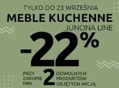 Zniżka -22% na meble kuchenne Junona Line przy zakupie min. 2 produktów w Black Red White