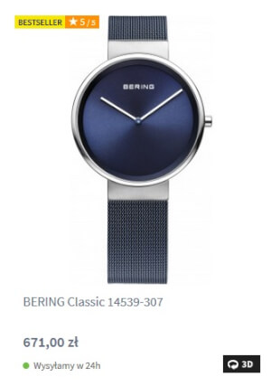 zegarek bering classic niebieski