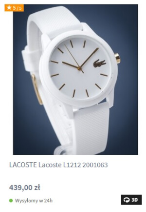 biały zegarek lacoste
