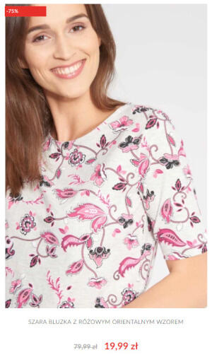 Szara bluzka z różowym orientalnym wzorem 