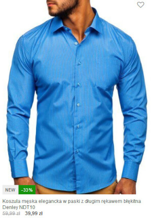 Elegancka błękitna koszula w pask denley