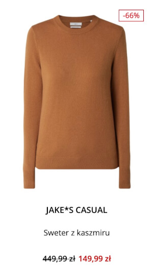 Sweter z kaszmiru w kolorze wielbłądzim JAKE*S CASUAL