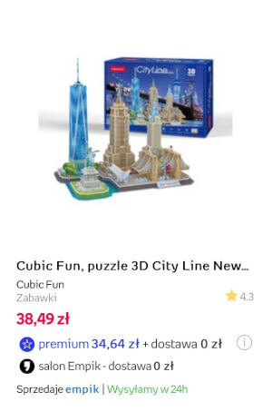 Puzzle 3D City Line New York City CUBIC FUN