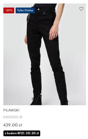 Czarne jeansy damskie PILAWSKI