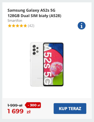 Samsung Galaxy A52s 5G 128GB Dual SIM biały (A528)