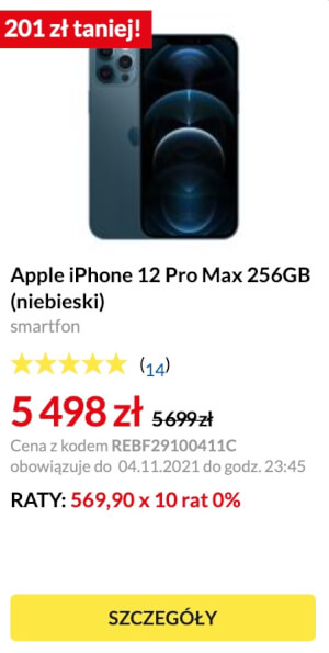 Smartfon Apple iPhone 12‌ Pro Max 256GB (niebieski)