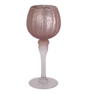 Świecznik szklany kielich M różowy 11 x 25 cm