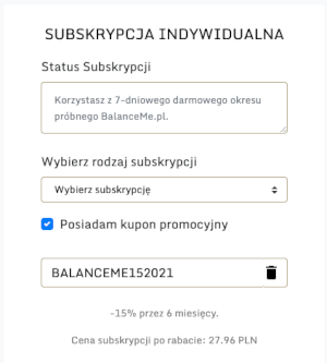 Koszyk z kodem Balanceme.pl