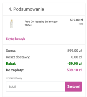 zamówienie z kodem rabatowym perfumeria.pl