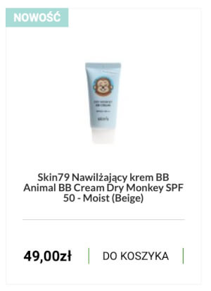 Nawilżający krem Skin79 Animal BB Cream Dry Monkey SPF50 Moist (Beige)