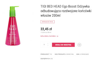 TIGI BED HEAD Ego Boost Odżywka odbudowująca rozdwojone końcówki włosów 200ml 
